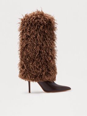 Faux Curly Shearling Knee Boot in BLACK Women’s